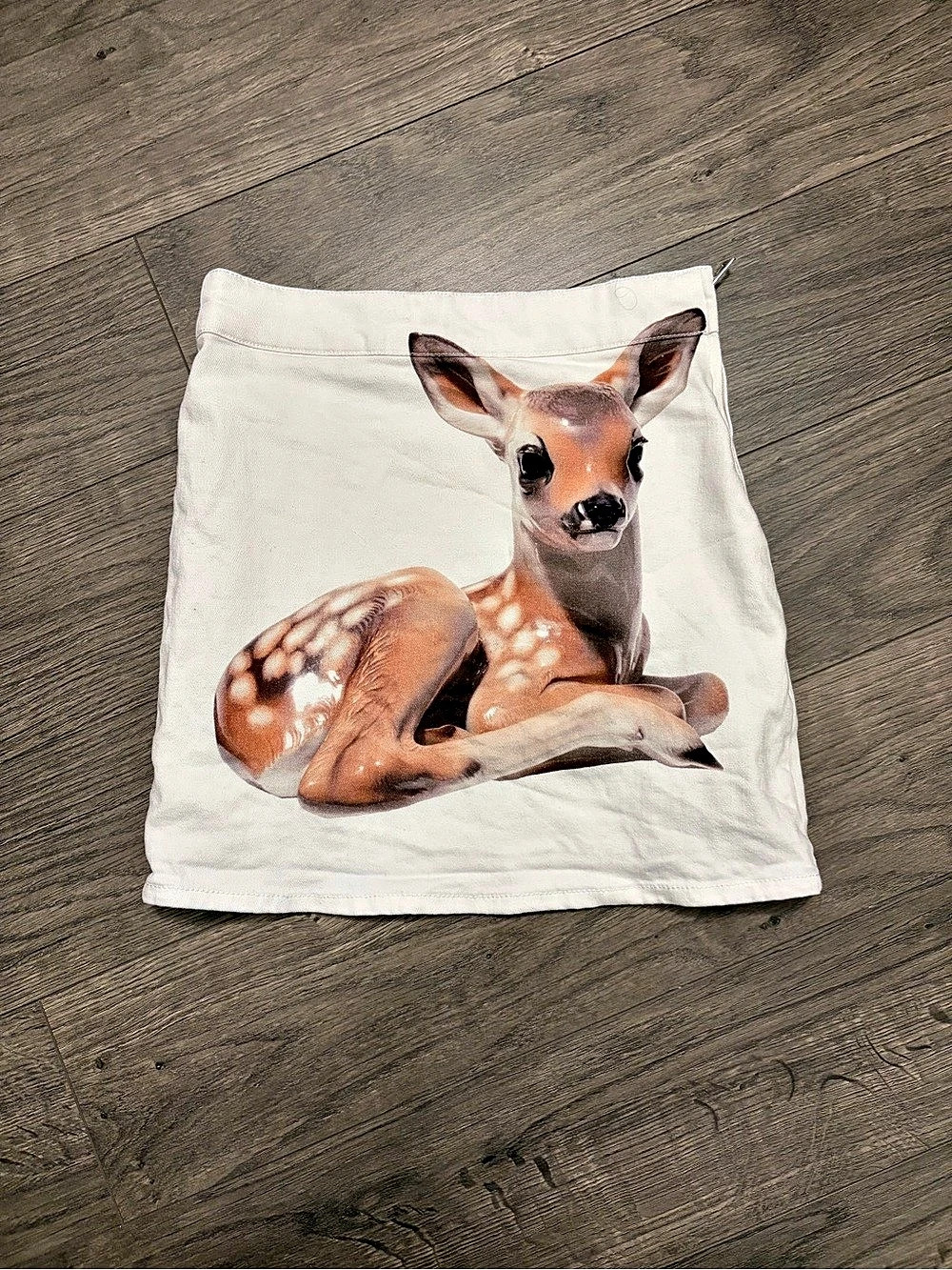 Burberry Deer Print Stretch Denim Mini Skirt Small